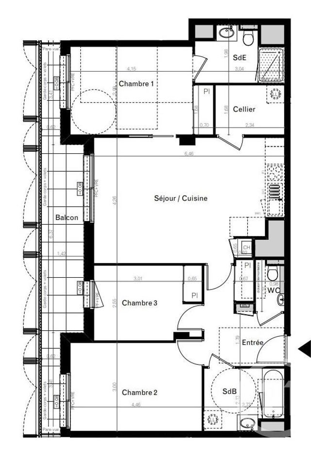 Appartement T4 à vendre - 4 pièces - 85.17 m2 - RENNES - 35 - BRETAGNE - Century 21 Reine Immobilier