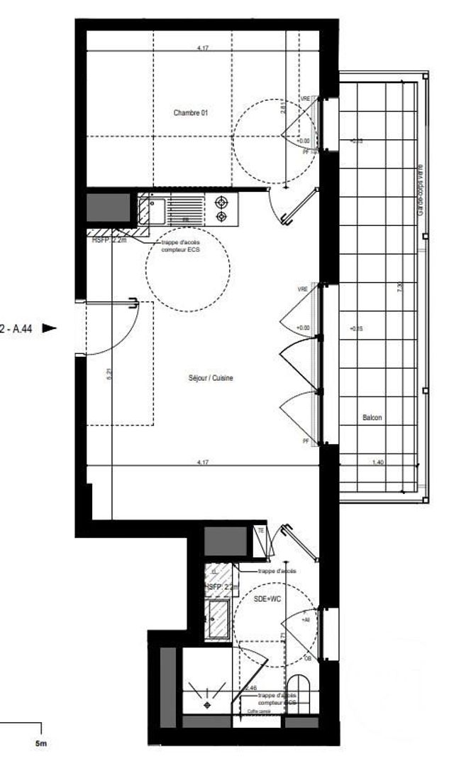 Appartement T2 à vendre - 2 pièces - 42.17 m2 - RENNES - 35 - BRETAGNE - Century 21 Reine Immobilier