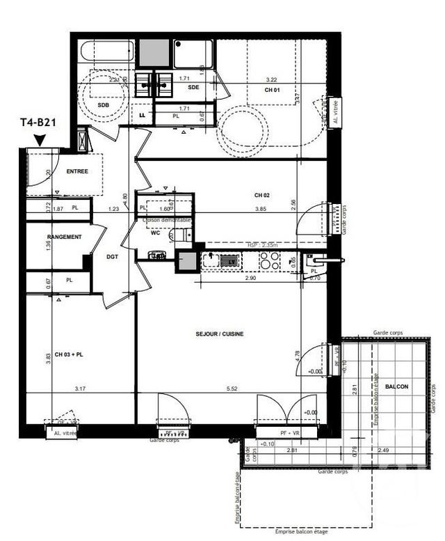 Appartement T4 à vendre - 4 pièces - 88.56 m2 - CHANTEPIE - 35 - BRETAGNE - Century 21 Reine Immobilier