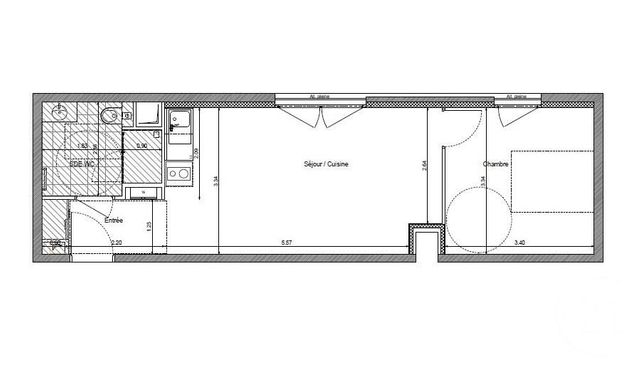Appartement T2 à vendre - 2 pièces - 40.72 m2 - RENNES - 35 - BRETAGNE - Century 21 Reine Immobilier