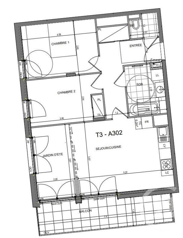 Appartement T3 à vendre - 3 pièces - 67.47 m2 - RENNES - 35 - BRETAGNE - Century 21 Reine Immobilier
