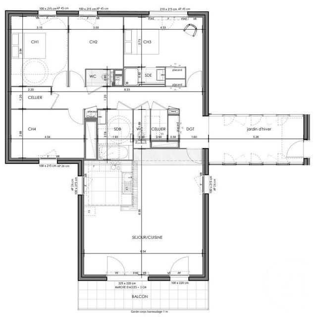 Appartement T5 à vendre - 5 pièces - 132.66 m2 - RENNES - 35 - BRETAGNE - Century 21 Reine Immobilier