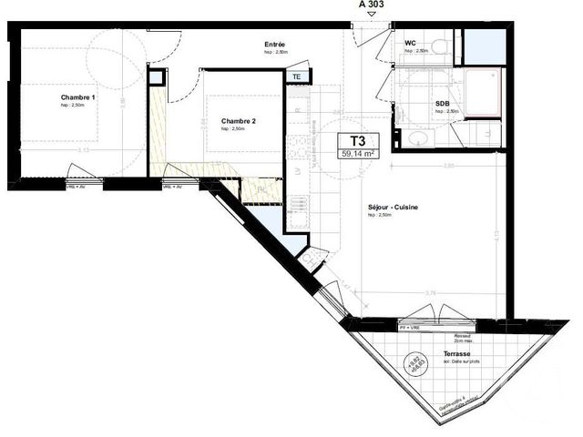 Appartement T3 à vendre - 3 pièces - 59.14 m2 - RENNES - 35 - BRETAGNE - Century 21 Reine Immobilier