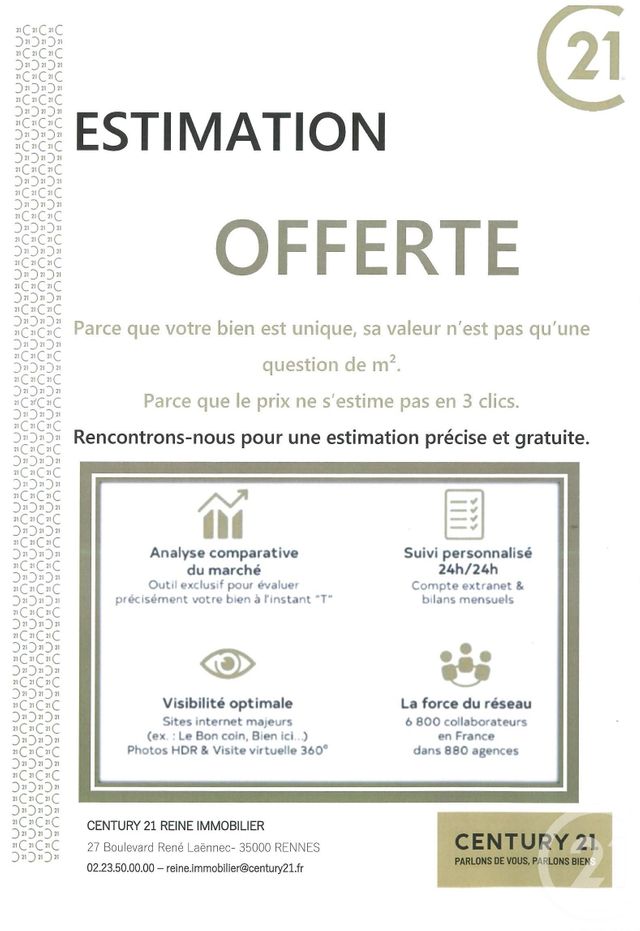 maison à vendre - 5 pièces - 71.0 m2 - CESSON SEVIGNE - 35 - BRETAGNE - Century 21 Reine Immobilier