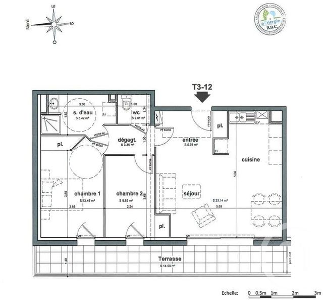 Appartement F3 à vendre - 3 pièces - 63.0 m2 - RENNES - 35 - BRETAGNE - Century 21 Reine Immobilier